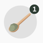 أيقونة ملعقة لتمثيل خطوة خلط مشروب ناتشرا مع الماء