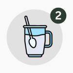 أيقونة تحريك توضح مزج مشروب ناتشرا لمدة 30 ثانية حتى يذوب تمامًا